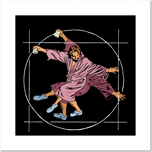 Vitruvian Dude - Big Lebowski Yoga Pose Wall Art by GIANTSTEPDESIGN